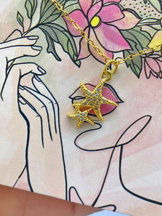 Cadena de eslabones dije estrellas de mar