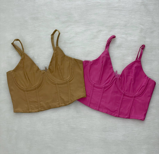 Corset de tiras ajustables marrón