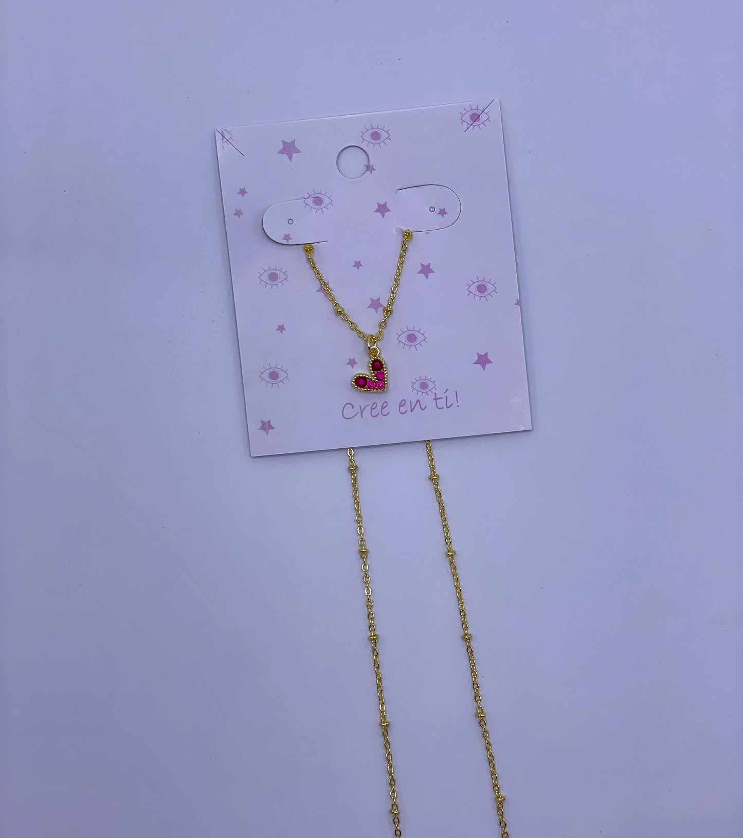 Cadena de balines dije corazón fucsia