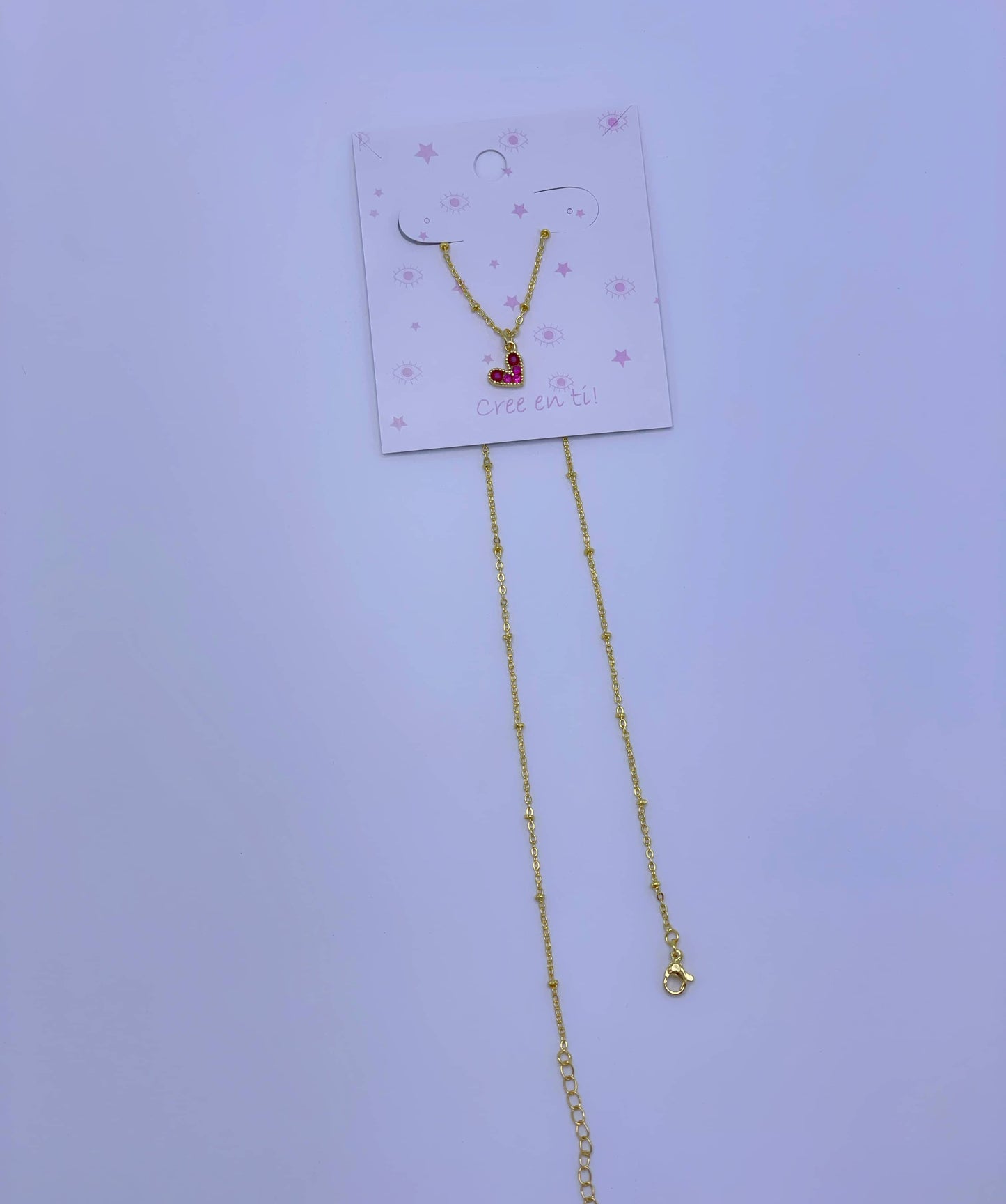 Cadena de balines dije corazón fucsia