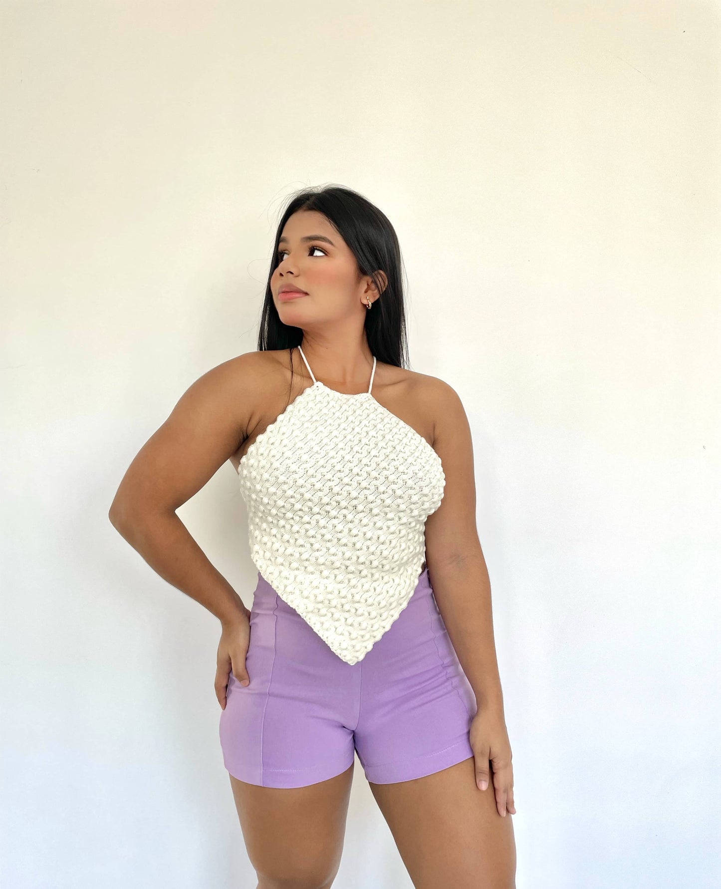 Top tejido blanco