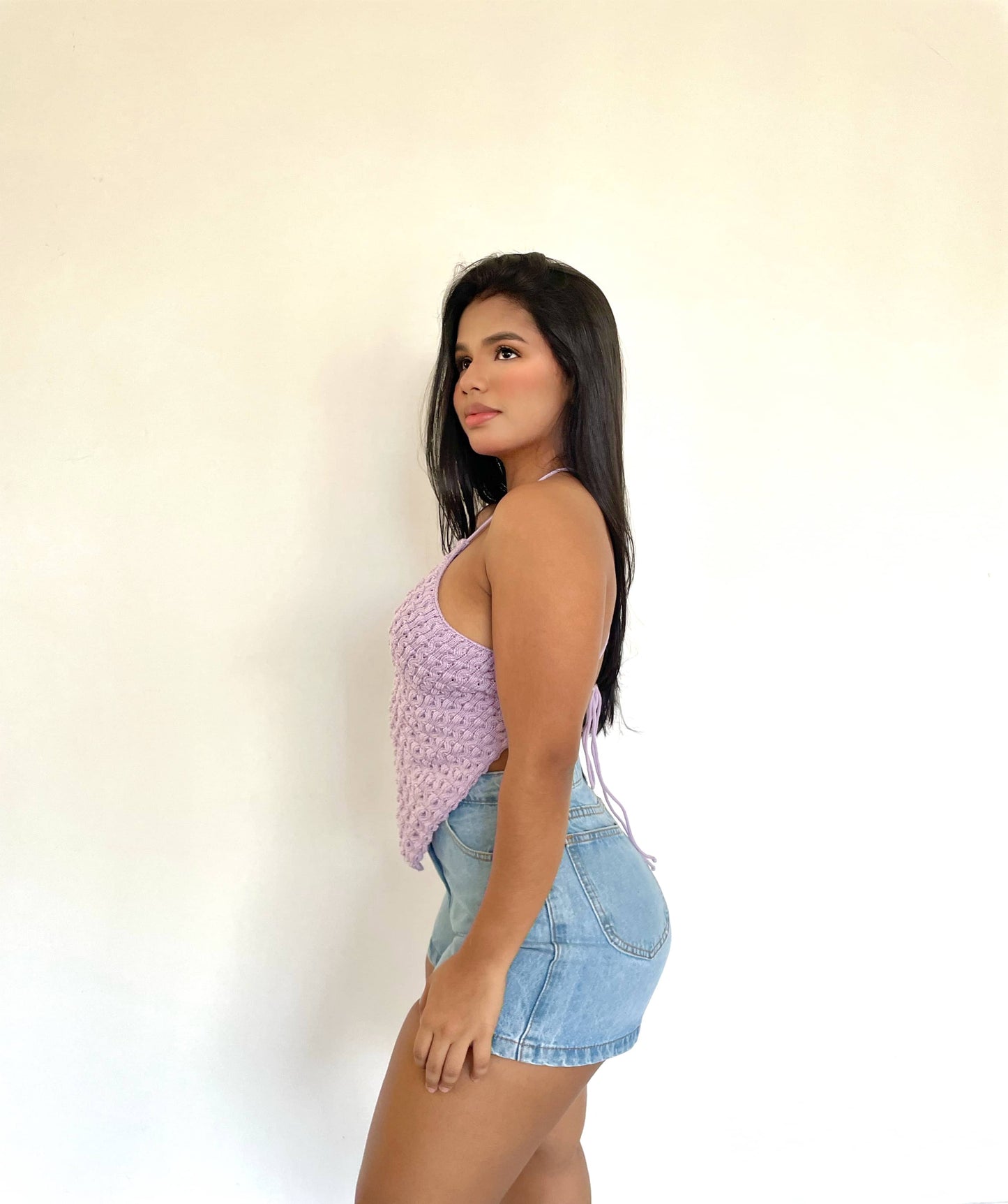 Top tejido lila