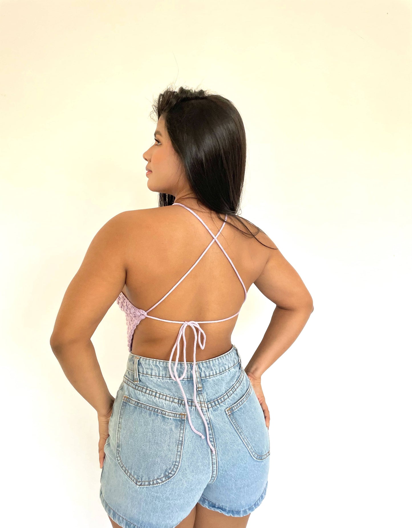 Top tejido lila