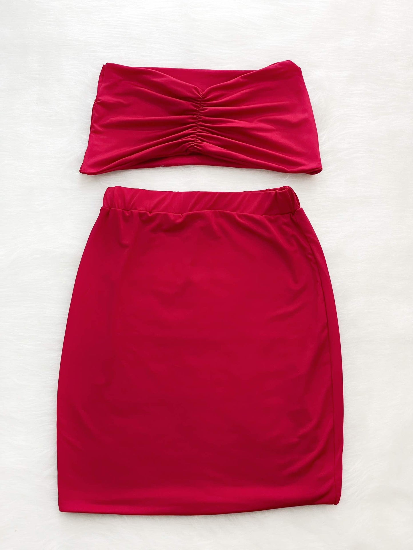 Set crop top + falda rojo