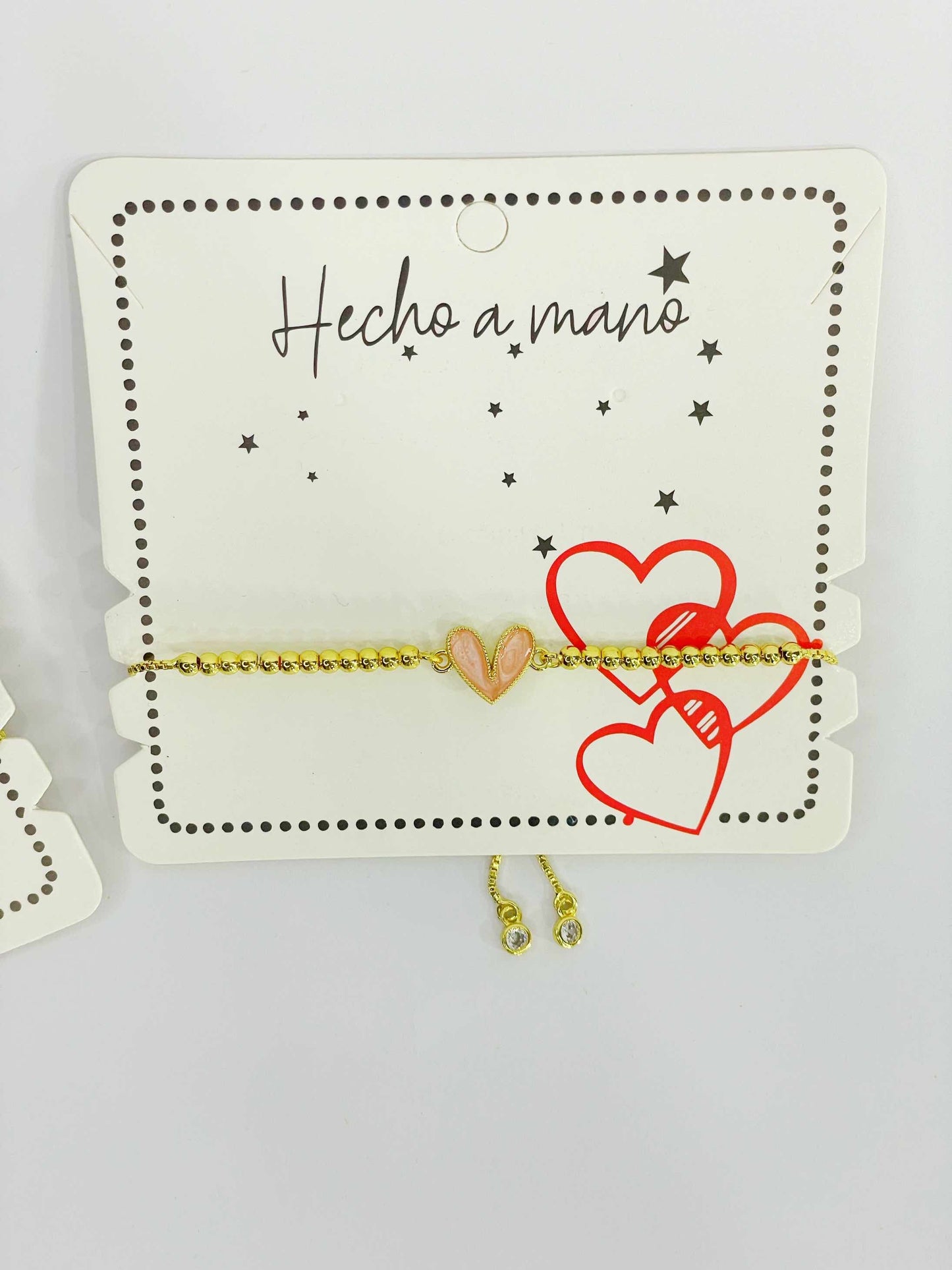 Pulsera ajustable corazón rosa