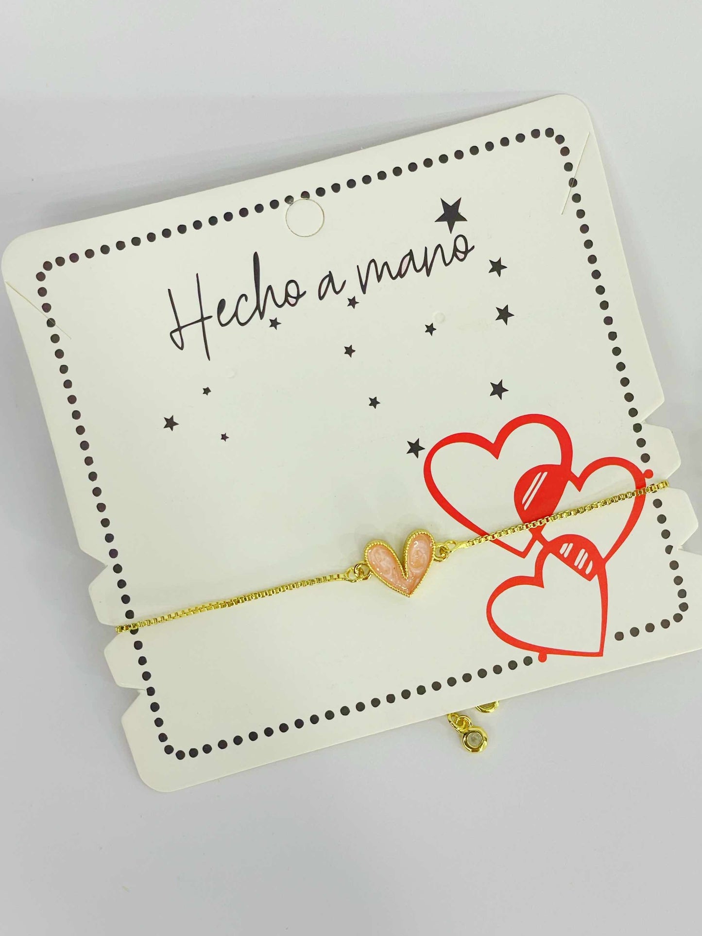 Pulsera ajustable corazón rosa