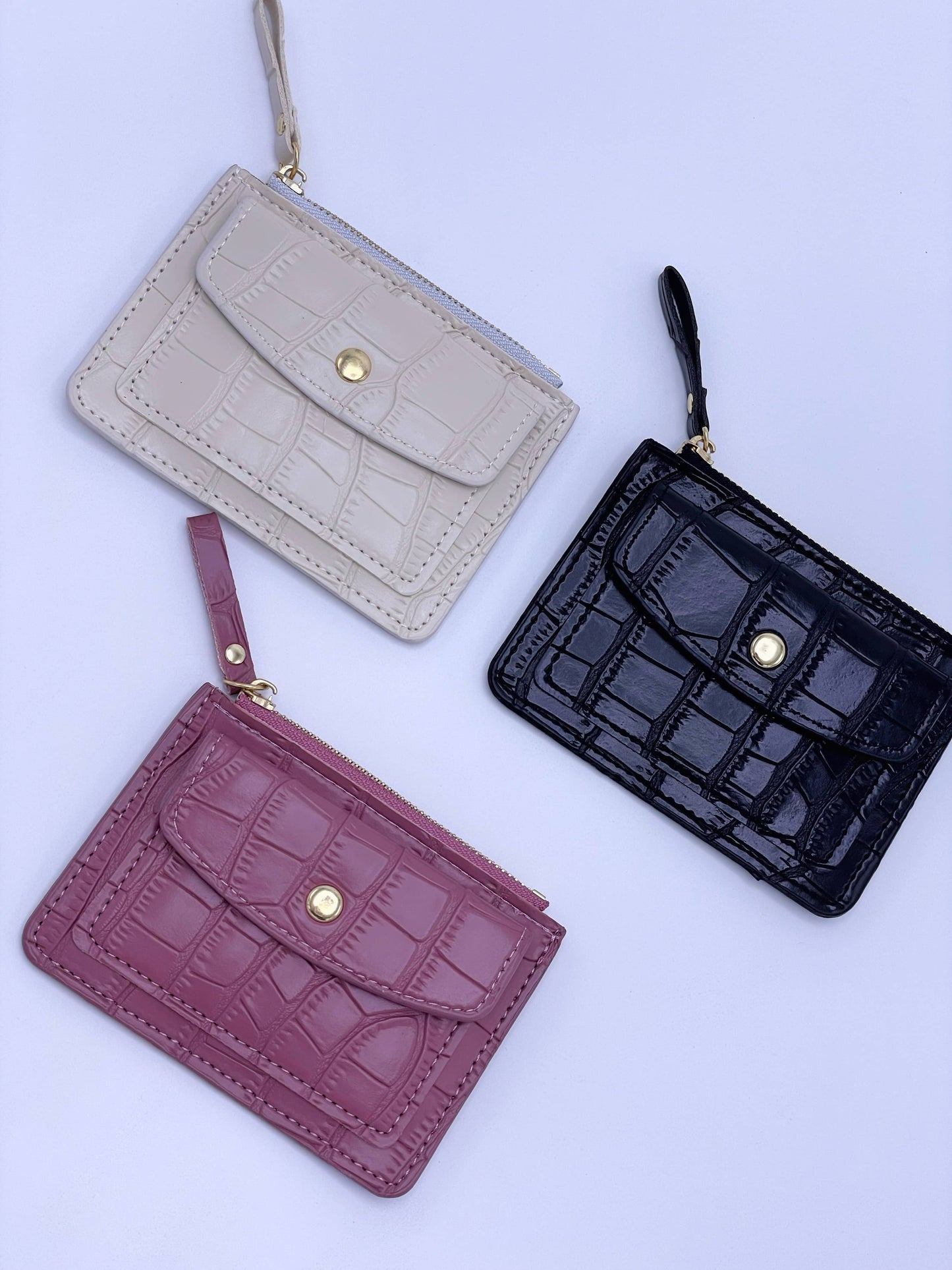Cartera de cocodrilo blanco hueso