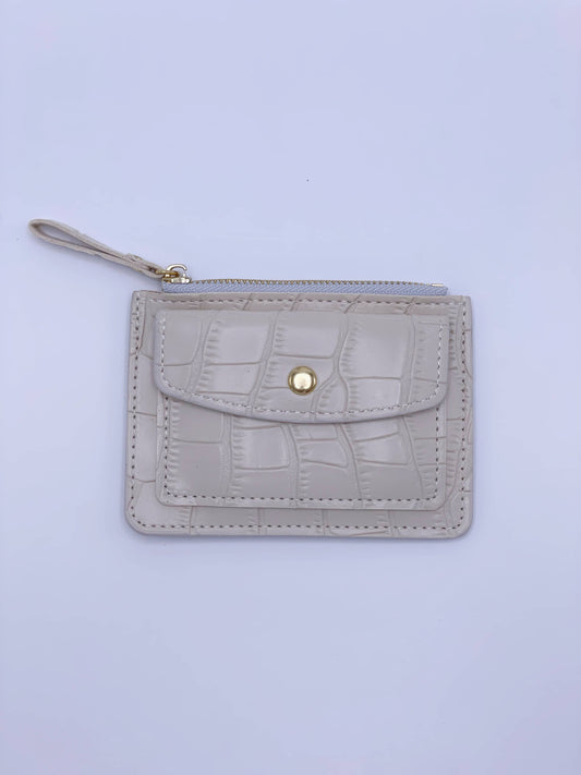 Cartera de cocodrilo blanco hueso