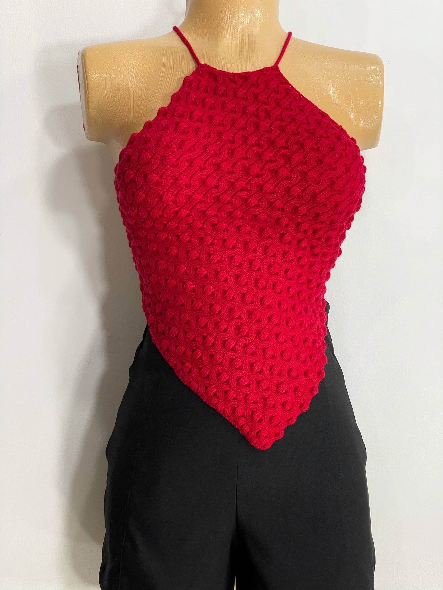 Top tejido rojo