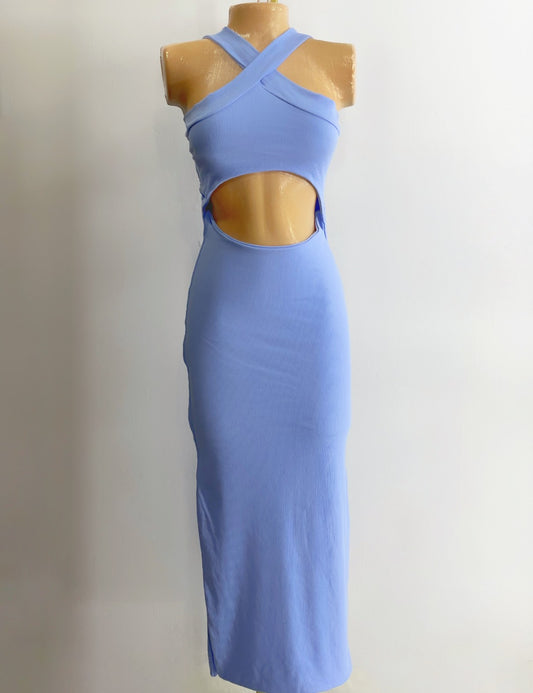Vestido con abertura en el abdomen azul bebe