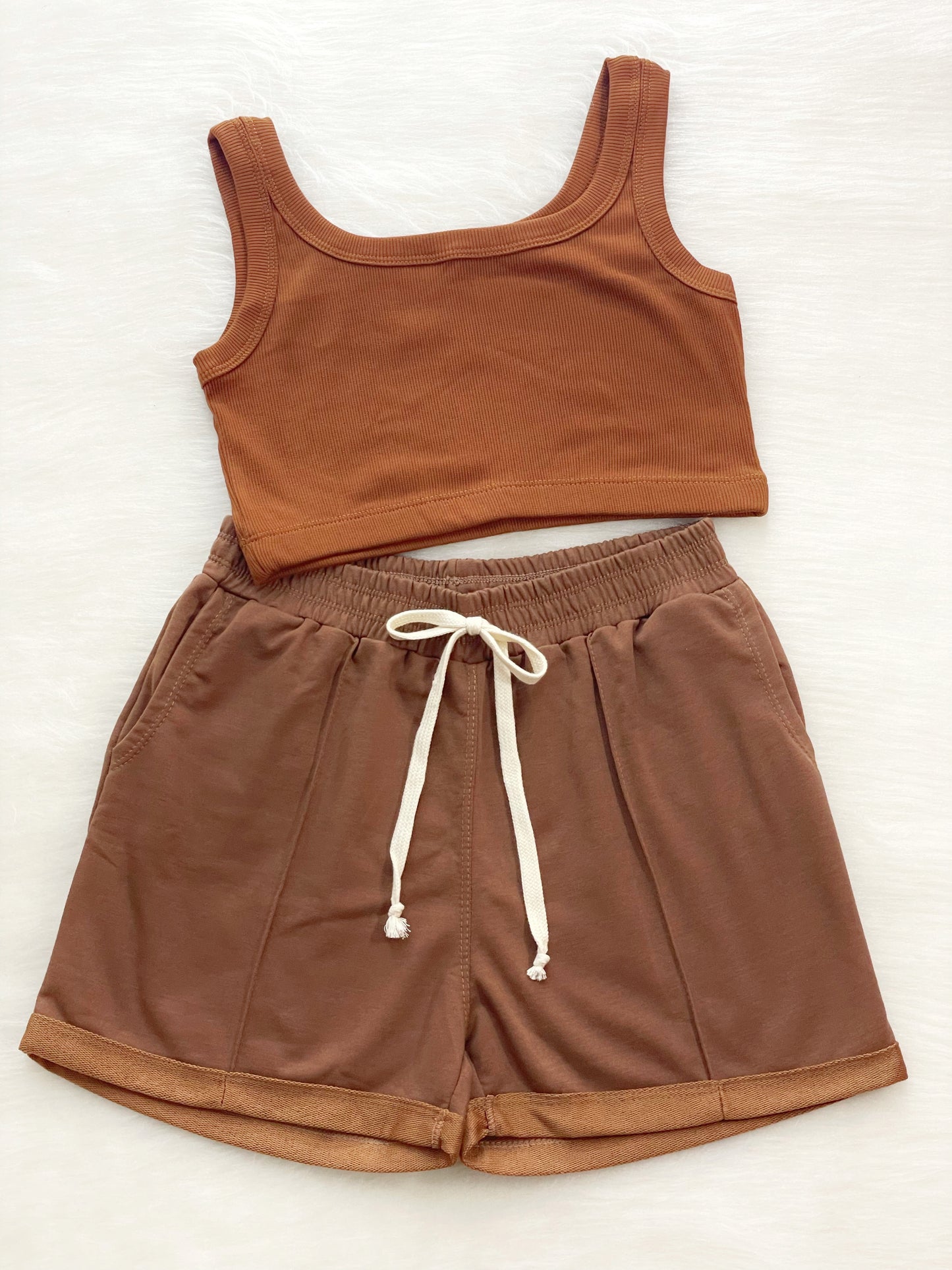Set crop top + short terracota