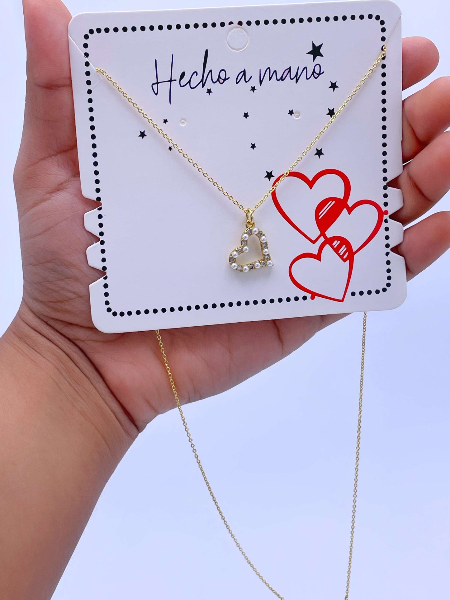 Cadena corazón perlas