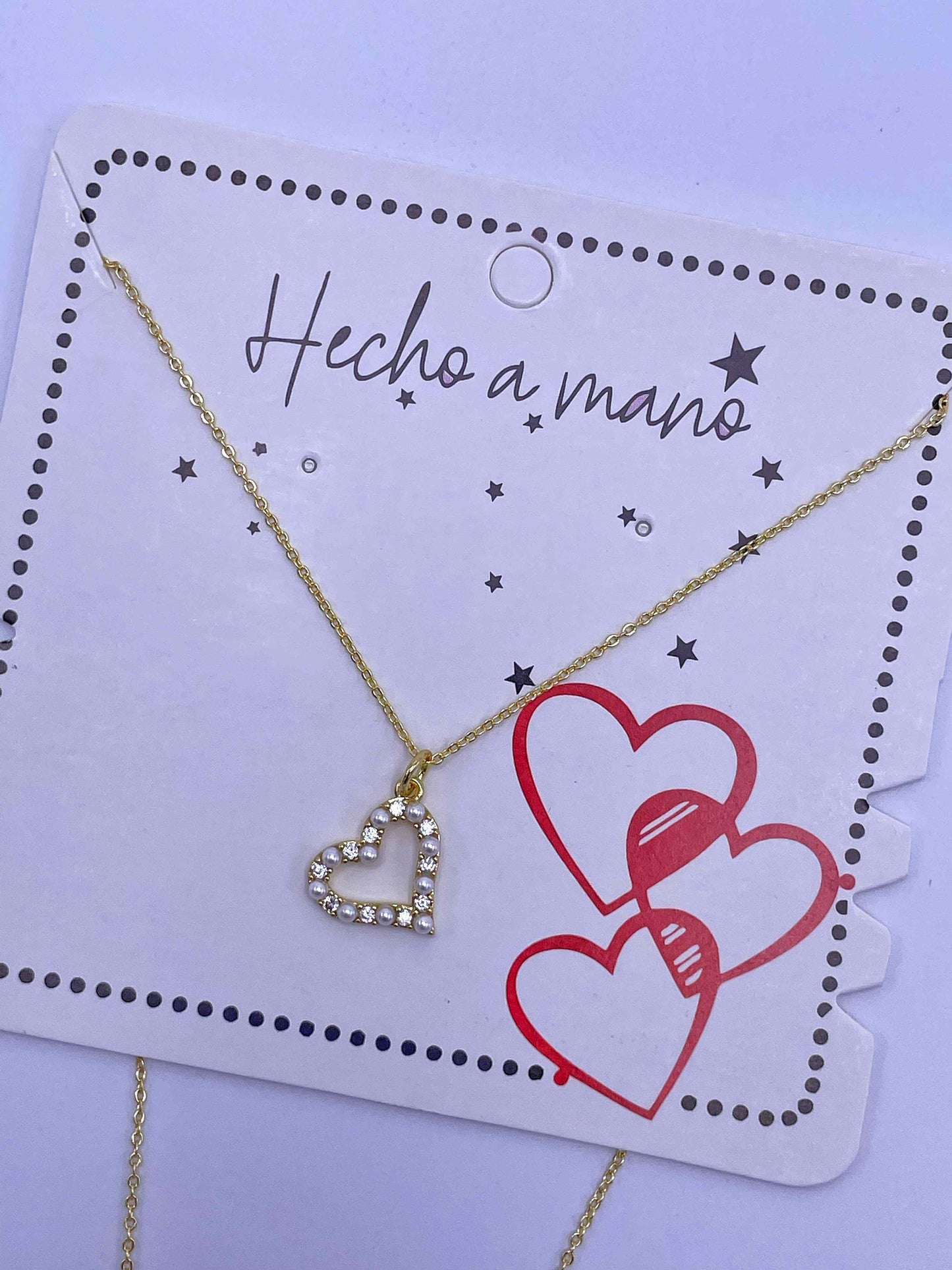 Cadena corazón perlas