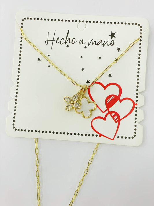 Cadena dije trebol blanco doble