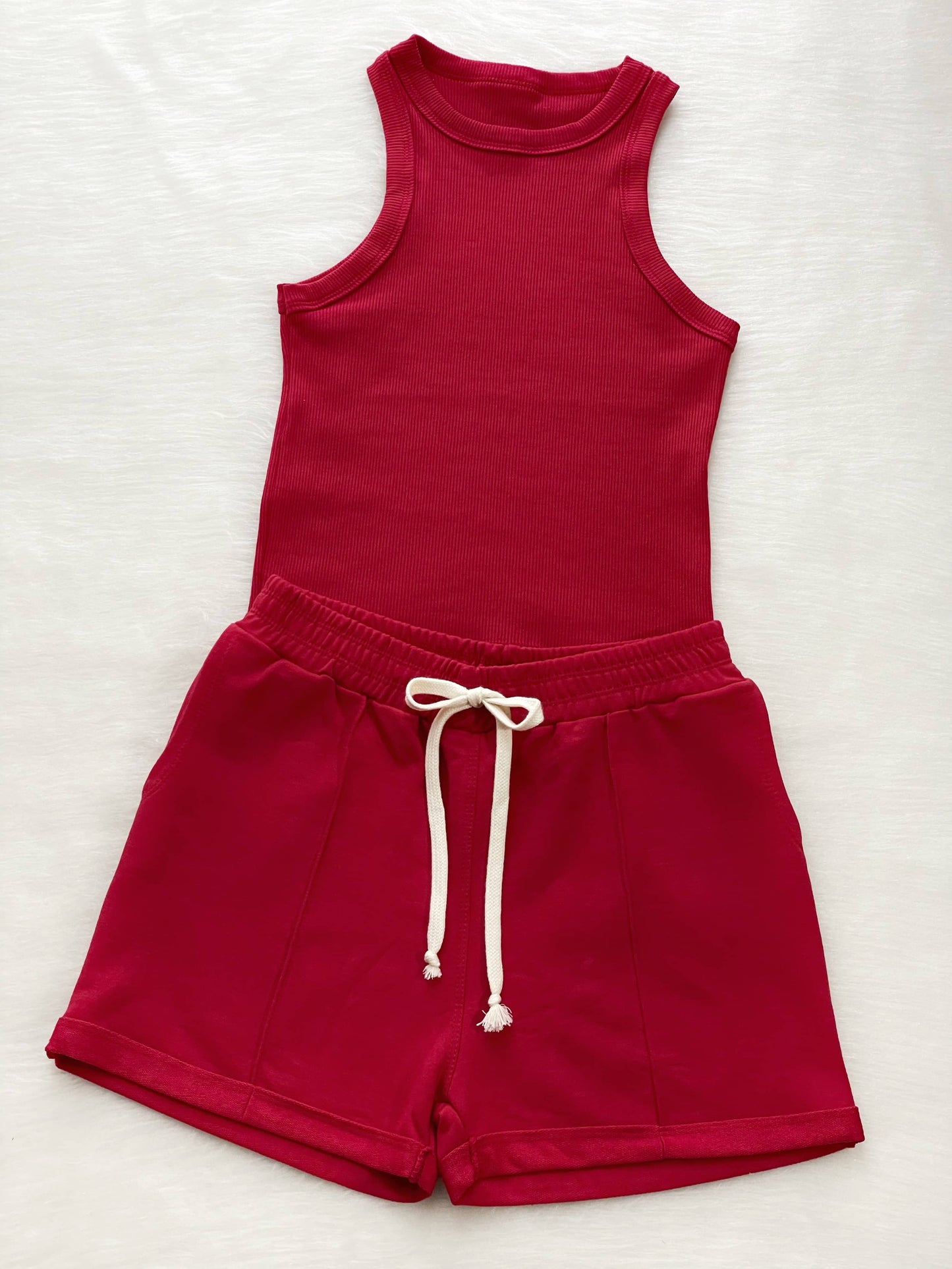 Set blusa esqueleto + short rojo