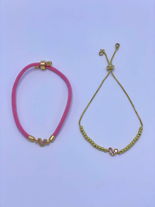 Pulsera graduable dije corazón rosa