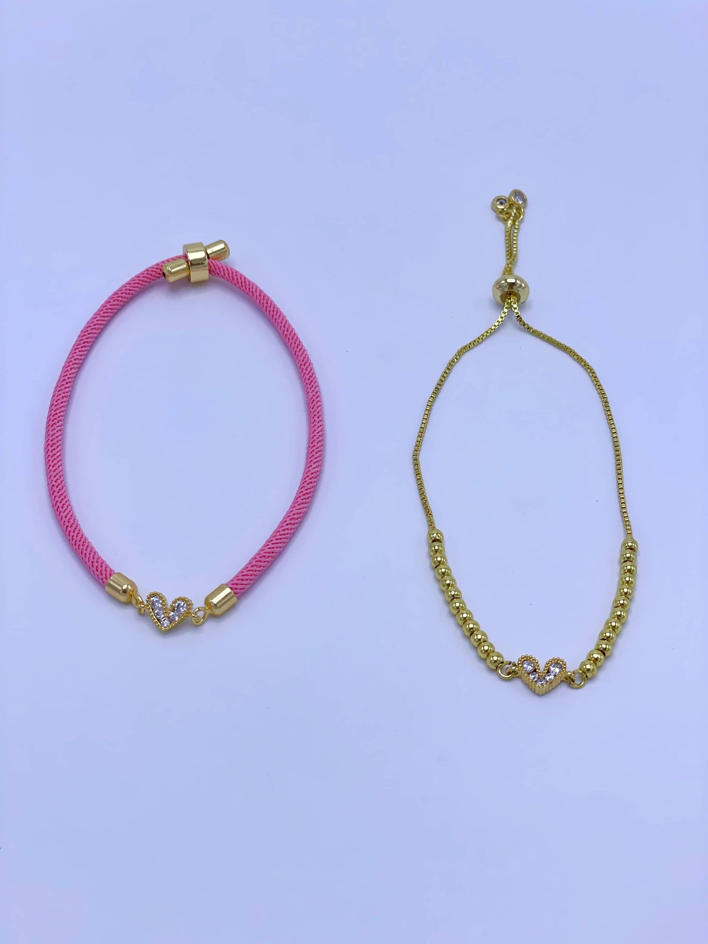 Pulsera graduable dije corazón plateado