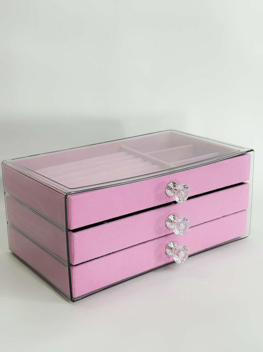 Joyero grande en acrílico rosado