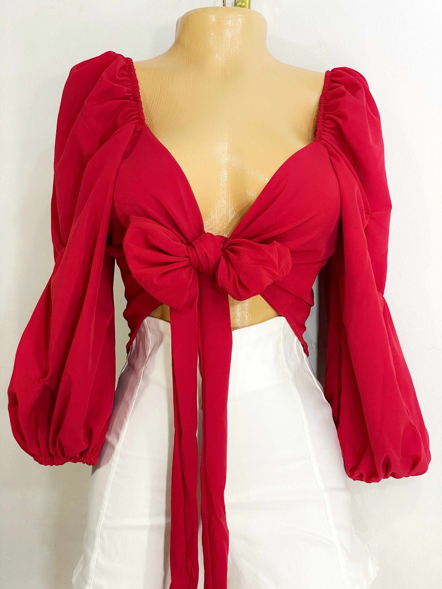 Blusa de mangas roja