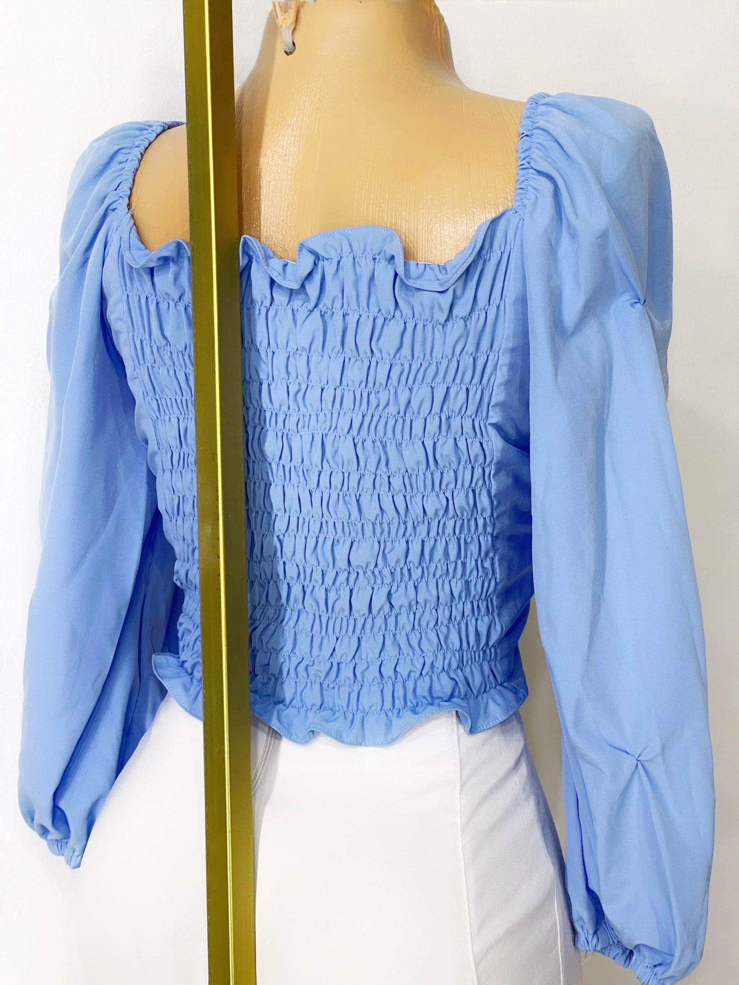 Blusa de mangas azul bebe