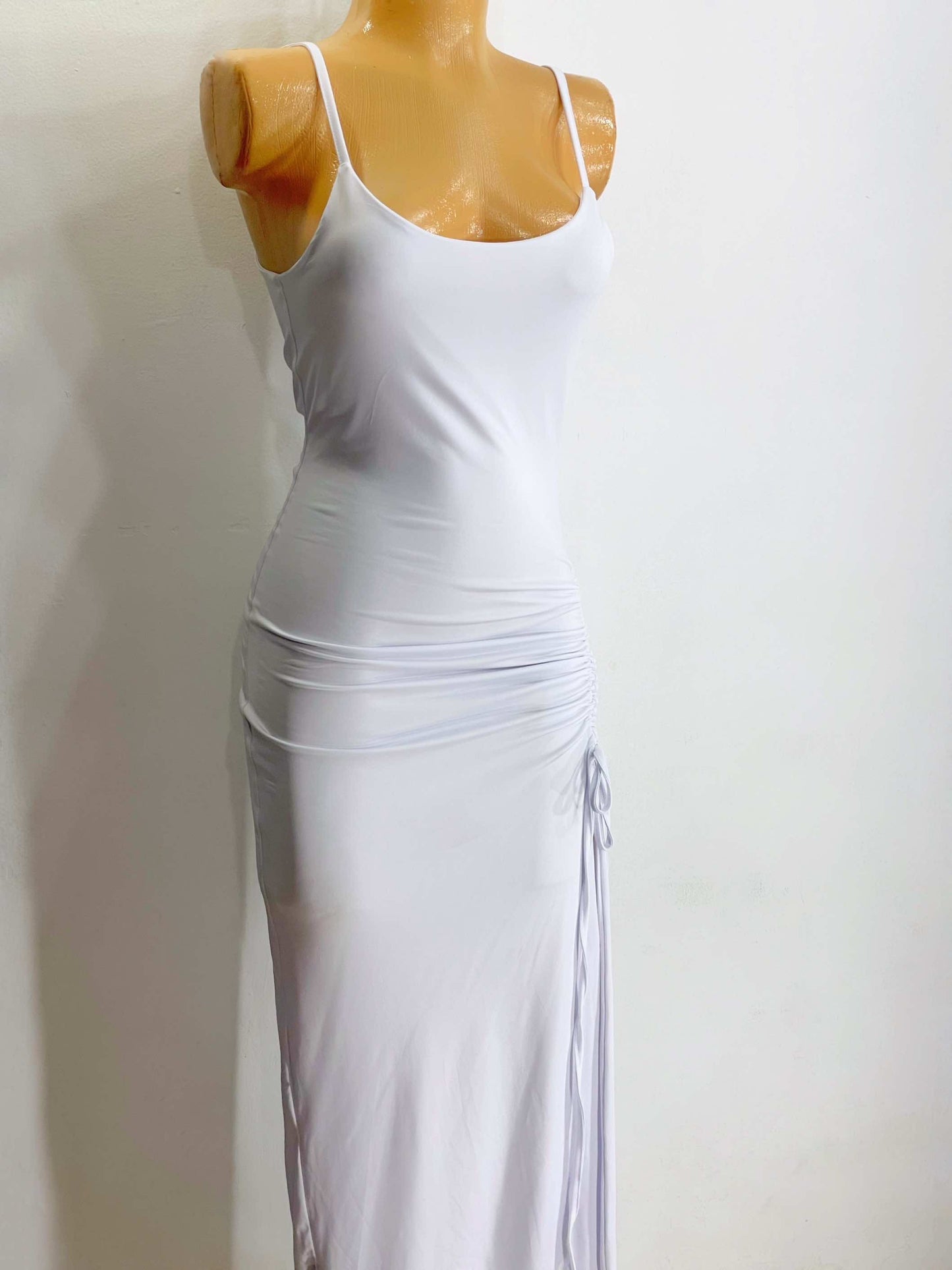 Vestido largo abertura lateral blanco