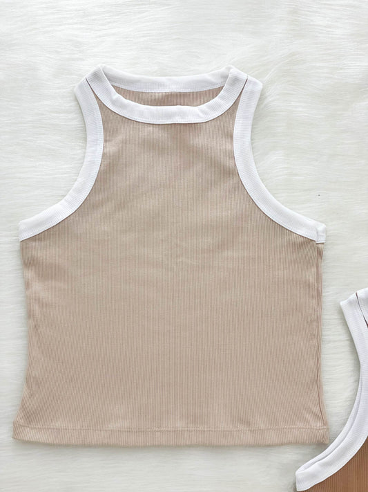 Blusa esqueleto bicolor beige-blanco