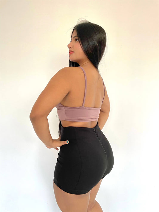 Short talle alto strech negro