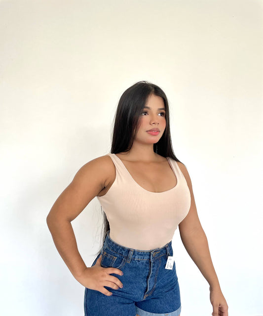 Body de tiras beige