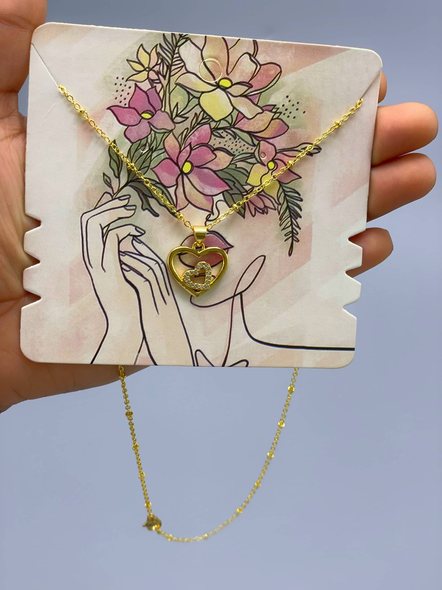 Cadena de balines dije corazón