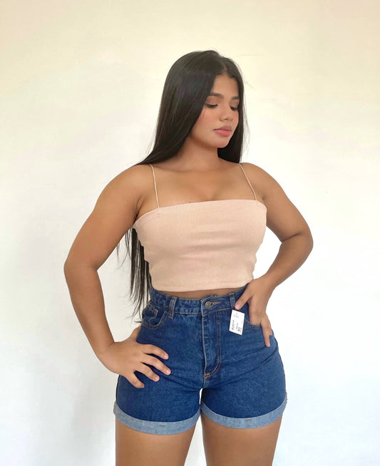 Croptop recto beige