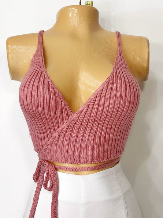 Crop top tejido guayaba