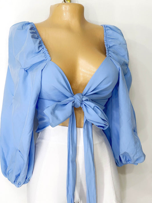 Blusa de mangas azul bebe