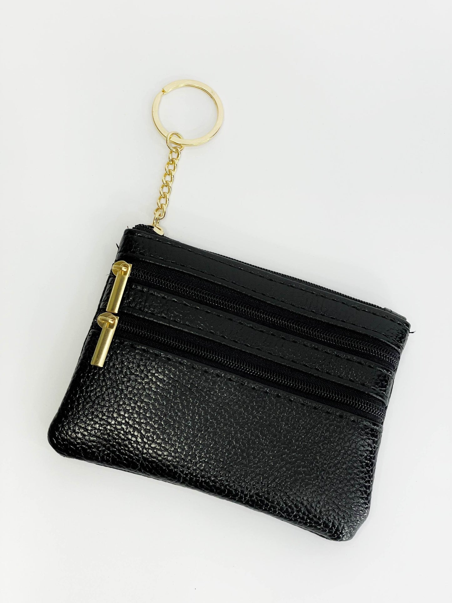 Monedero con cremallera triple negro