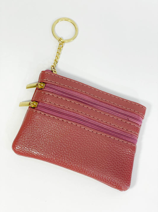 Monedero con cremallera triple guayaba