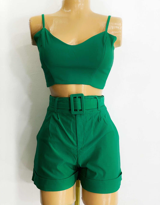 Set crop top + short verde pino
