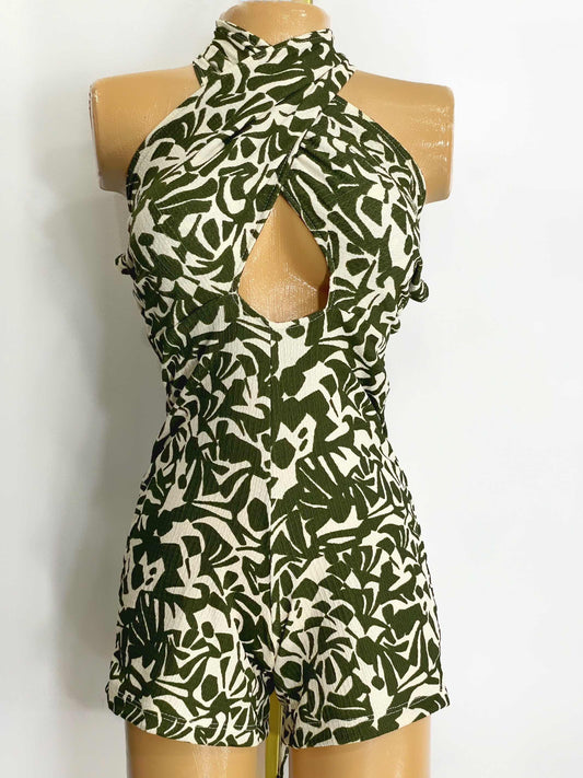 Enterizo 2 en 1 estampado verde