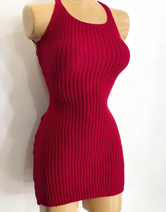 Vestido corto tejido rojo