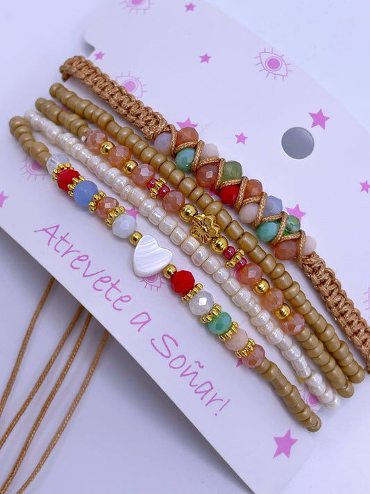 Pulsera color coral x5