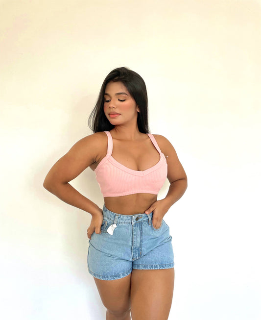 Crop top corto rosa