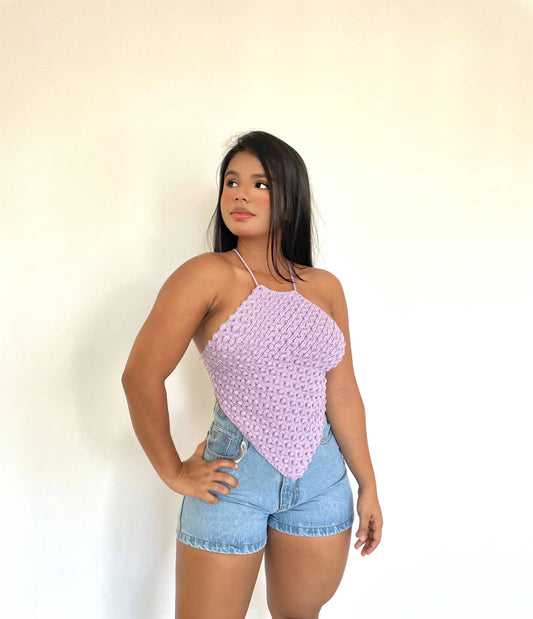 Top tejido lila
