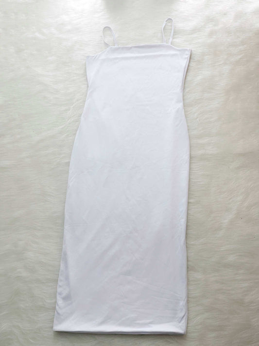 Vestido básico de tiras blanco