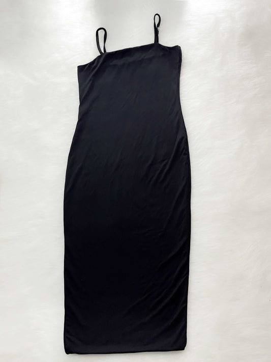 Vestido básico de tiras negro