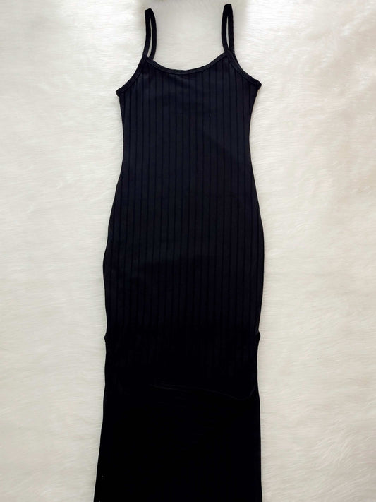 Vestido largo aberturas laterales negro