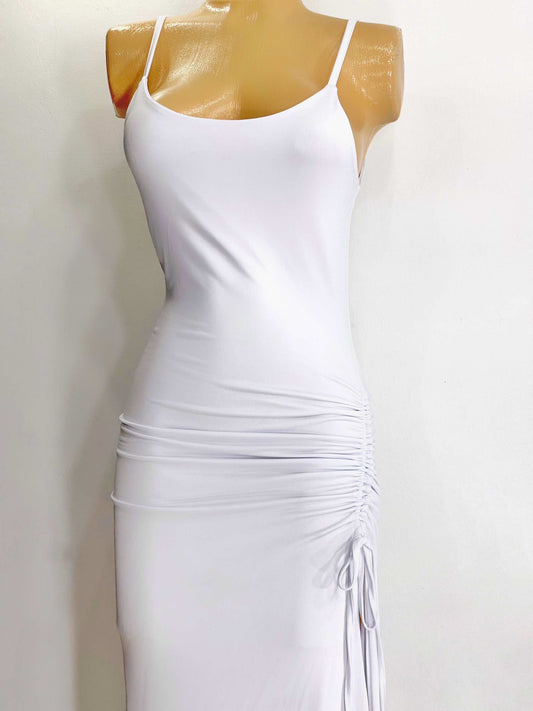 Vestido largo abertura lateral blanco