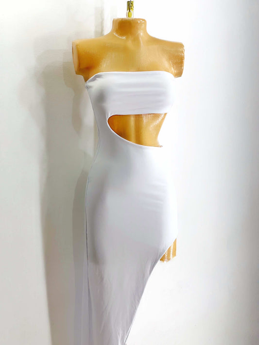Vestido abertura lateral blanco