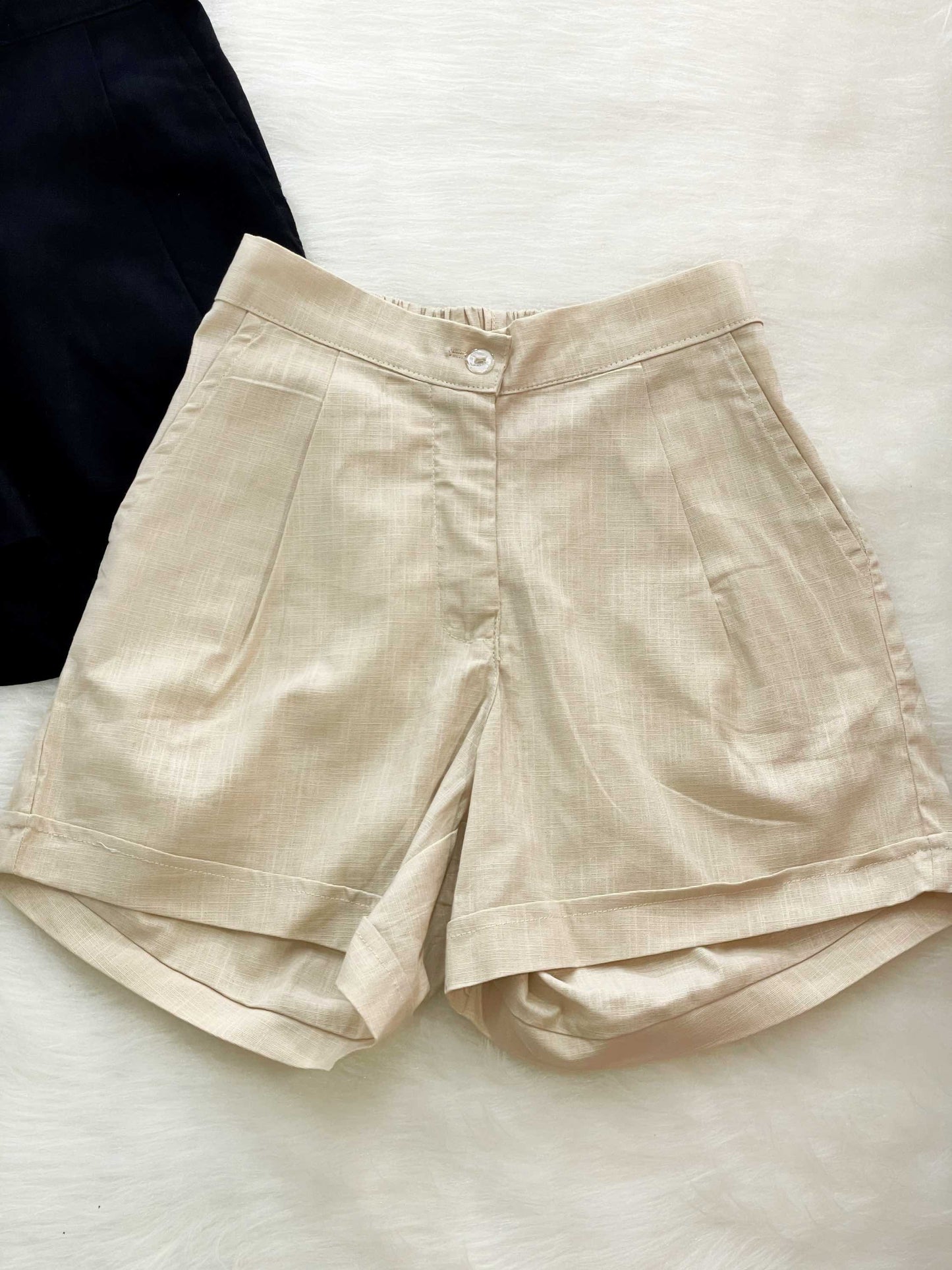 Short talle alto lino beige