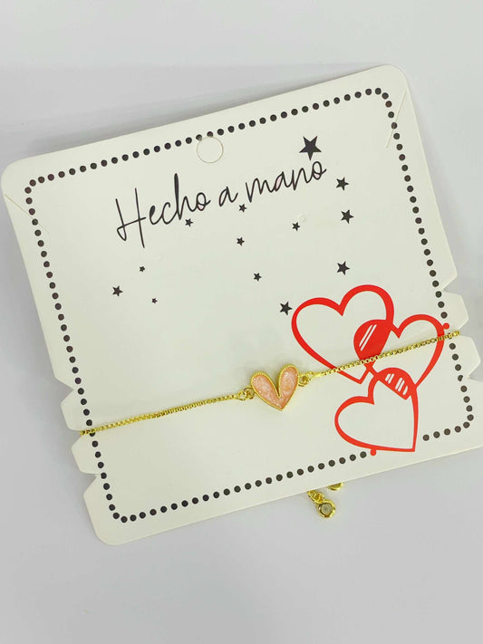 Pulsera ajustable corazón rosa