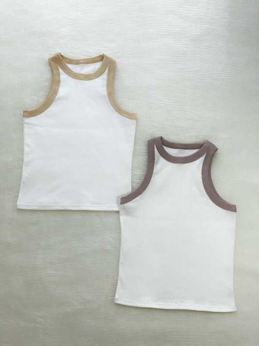 Blusa esqueleto bicolor blanco: beige y bronce