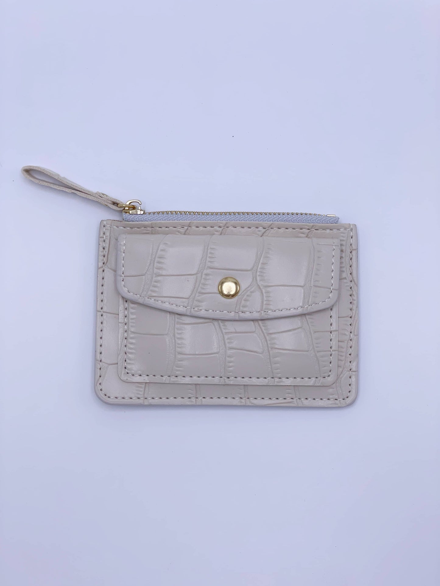 Cartera de cocodrilo blanco hueso