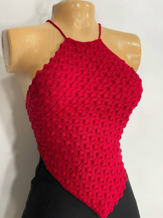 Top tejido rojo